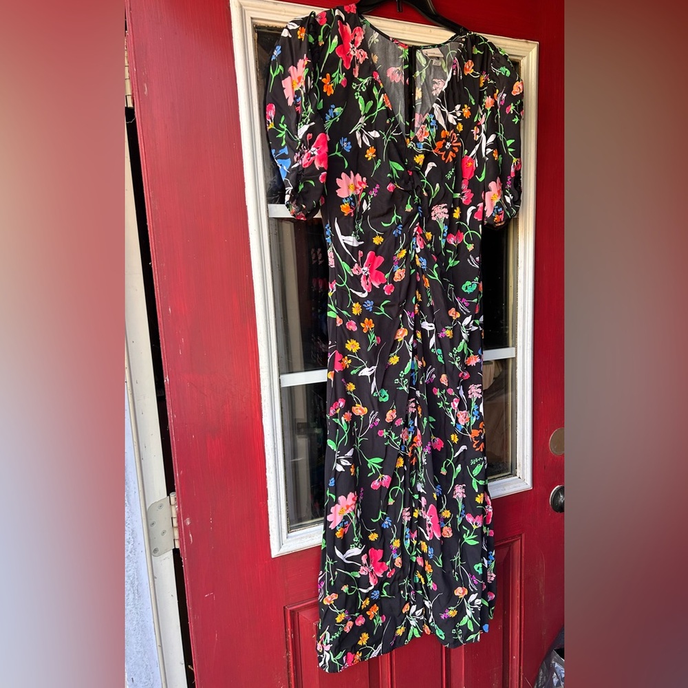 A New Day black rouched floral dress Size Medium